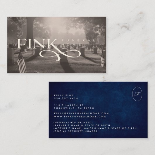 Visitenkarte 1 | Fink Funeral Zuhause (Vorne/Hinten)