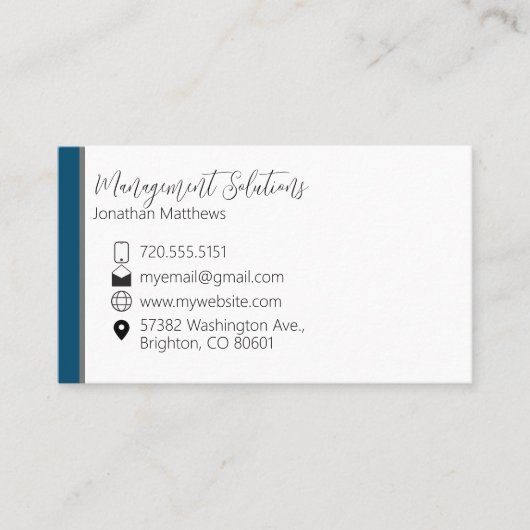 Visitenkarte - Aquamarin & grau (Vorderseite)