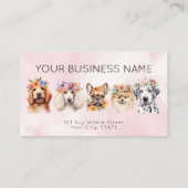 Visitenkarte Aquarellhunde Blume, rosa (Rückseite)