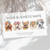 Visitenkarte Aquarellhunde Blume, weiß