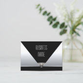 Visitenkarte Art Deco Black Silver (Stehend Vorderseite)