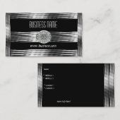 Visitenkarte Art Deco Black Silver Chrome (Vorne/Hinten)