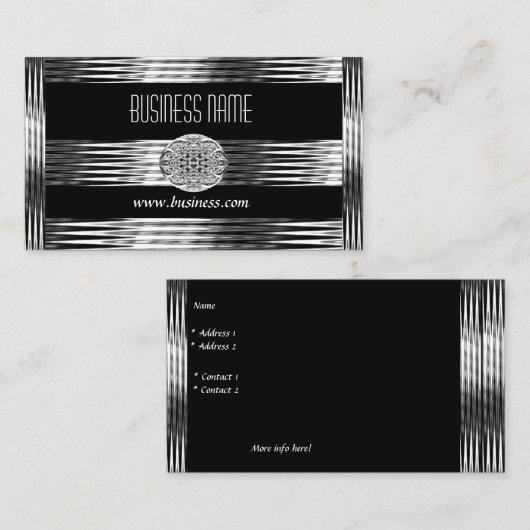 Visitenkarte Art Deco Black Silver Chrome (Vorne/Hinten)
