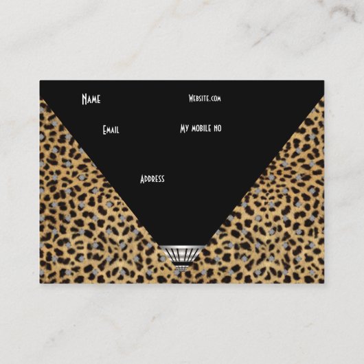 Visitenkarte Art Deco Schwarz-weiß Leopard Skin (Rückseite)