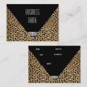 Visitenkarte Art Deco Schwarz-weiß Leopard Skin (Vorne/Hinten)