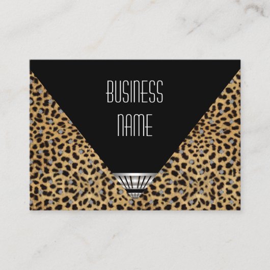 Visitenkarte Art Deco Schwarz-weiß Leopard Skin (Vorderseite)