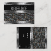 Visitenkarte Art Deco Schwarzer Silberleder (Vorne/Hinten)