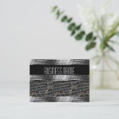 Visitenkarte Art Deco Schwarzer Silberleder (Stehend Vorderseite)