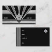 Visitenkarte Art Deco Schwarzer Streifen Silver Je (Vorne/Hinten)