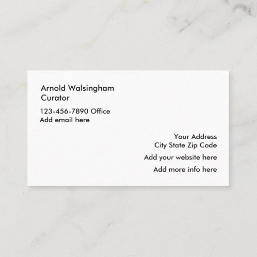 Visitenkarte Art Gallery (Rückseite)