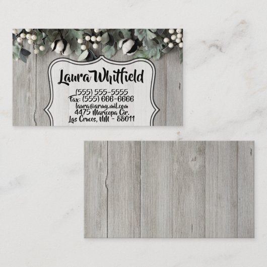 Visitenkarte Baumwolle Pflanze Beeren Stallholz Ru (Vorne/Hinten)