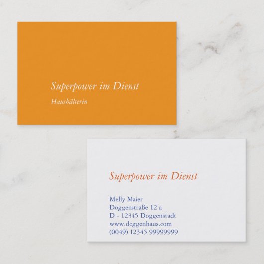 Visitenkarte Benutzerdefinierter Text Orange Blau  (Vorne/Hinten)