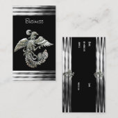 Visitenkarte Black Silver Phoenix Bird Jewel (Vorne/Hinten)