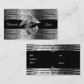 Visitenkarte Black Silver Phoenix Bird Jewel (Vorne/Hinten)