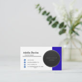Visitenkarte Blau mit einfachem Logo und Text  (Stehend Vorderseite)