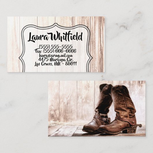 Visitenkarte Boots Country Rustic Western Wear Ba (Vorne/Hinten)