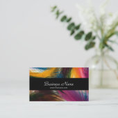 Visitenkarte Business Colorful Wild Feather Black (Stehend Vorderseite)