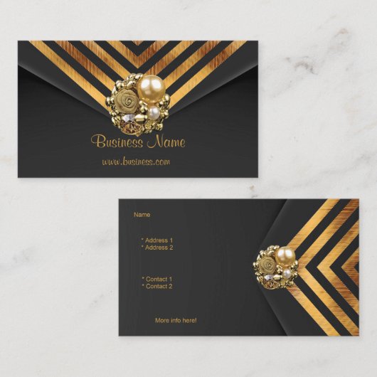 Visitenkarte Business Gold Jewel Black Velvet Stri (Vorne/Hinten)