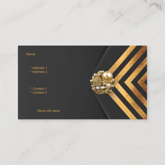 Visitenkarte Business Gold Jewel Black Velvet Stri (Rückseite)