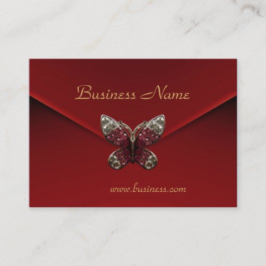 Visitenkarte Business Rich Red Velvet Butterfly (Vorderseite)