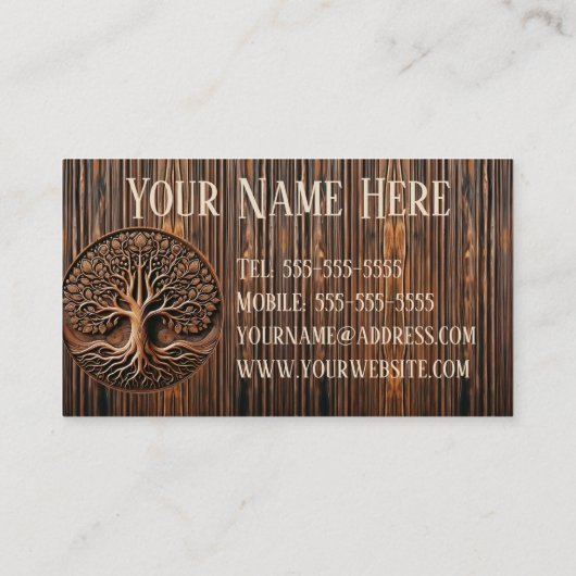Visitenkarte "Carved Wood Tree" (Rückseite)