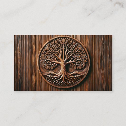 Visitenkarte "Carved Wood Tree" (Vorderseite)