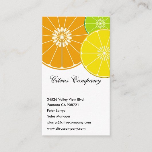 Visitenkarte Citrus Company (Vorderseite)