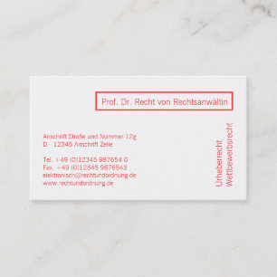 Visitenkarte Coral Rot