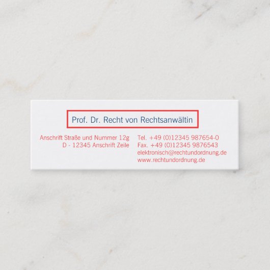 Visitenkarte Coral Rot (Vorderseite)