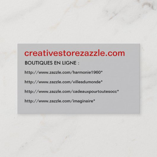 Visitenkarte creativestorezazzle - (Vorderseite)