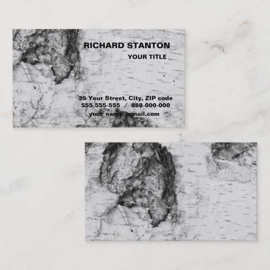 Visitenkarte der Birkenrinde (Vorne/Hinten)