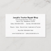 Visitenkarte der landwirtschaftlichen Traktoren (Rückseite)