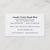 Visitenkarte der landwirtschaftlichen Traktoren (Rückseite)