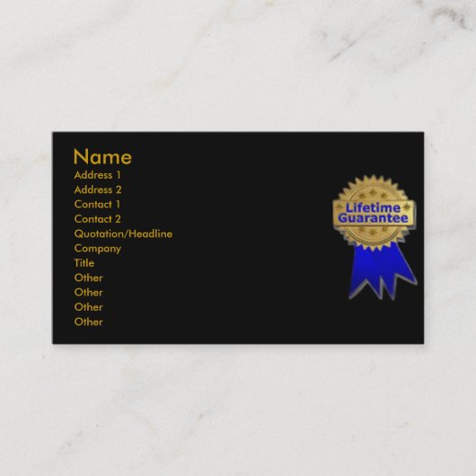 Visitenkarte der Lebensgarantie (Vorderseite)
