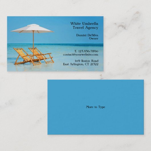 Visitenkarte der Reiseagentur (Vorne/Hinten)