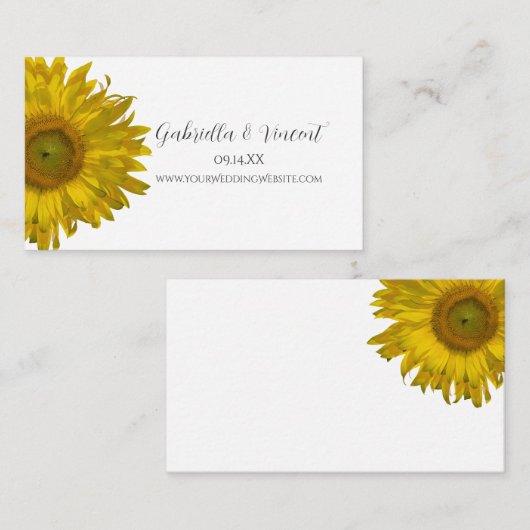 Visitenkarte der Sonnenblumenhochzeit Begleitkarte (Vorne/Hinten)