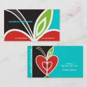 Visitenkarte des Apple Heart Teachers - Türkis (Vorne/Hinten)