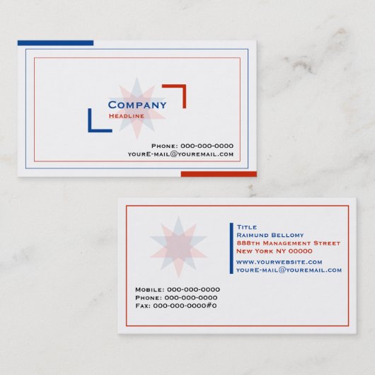 Visitenkarte des Beraters (Vorne/Hinten)