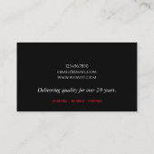 Visitenkarte des beruflichen Malereiunternehmens (Rückseite)