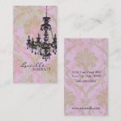 Visitenkarte des Damast-Leuchter-2 (rosa Grün) (Vorne/Hinten)