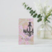 Visitenkarte des Damast-Leuchter-2 (rosa Grün) (Stehend Vorderseite)
