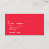 Visitenkarte des gesamten Details des (Rückseite)