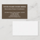 Visitenkarte des Koordinators für das Projekt zur (Vorne/Hinten)