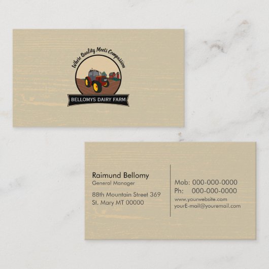 Visitenkarte des Milchbetriebs (Vorne/Hinten)