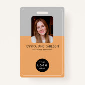 Visitenkarte des modernen Firmenlogos QR Mitarbeit Ausweis (Vorderseite)