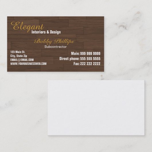 Visitenkarte des Subunternehmers (Vorne/Hinten)