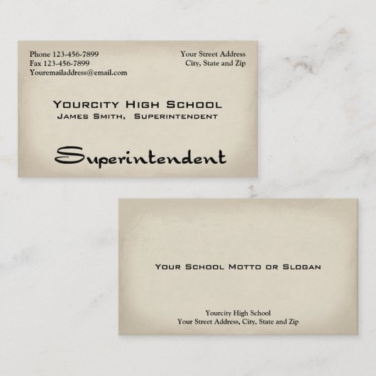 Visitenkarte des Superintendenten (Vorne/Hinten)