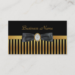Visitenkarte Diamant Gold Schwarz Streifen Bow