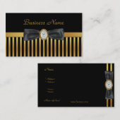 Visitenkarte Diamond Gold Black Strip Bow (Vorne/Hinten)