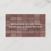 Visitenkarte, die Ziegelsteine pflastert Visitenkarte (Rückseite)